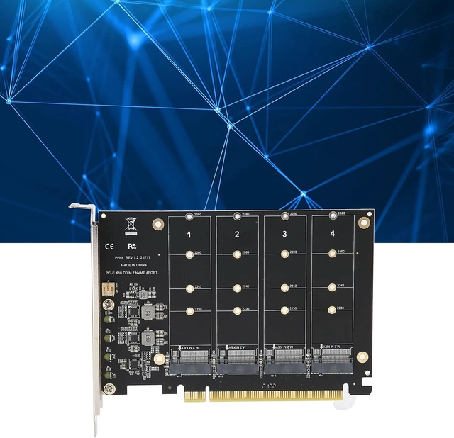 Alt view image 3 of 6 - M.2 PCIE Adapter Card, 4 Port M.2 NVMe SSD to PCIE X16 M Key Hard Drive Converter Reader Expansion Card PC Internal Expansion Card Pcie Nvme Adapter