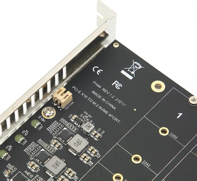 Alt view image 2 of 6 - M.2 PCIE Adapter Card, 4 Port M.2 NVMe SSD to PCIE X16 M Key Hard Drive Converter Reader Expansion Card PC Internal Expansion Card Pcie Nvme Adapter