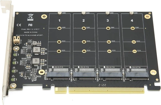 Main image of M.2 PCIE Adapter Card, 4 Port M.2 NVMe SSD to PCIE X16 M Key Hard Drive Converter Reader Expansion Card PC Internal Expansion Card Pcie Nvme Adapter