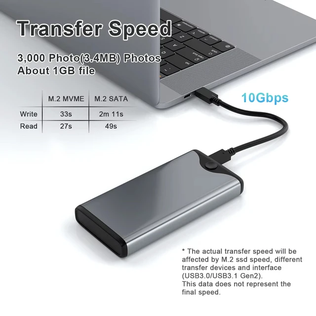 Alt view image 4 of 4 - 10Gbps USB C M.2 SSD Enclosure with CFexpress Type A/B, SD 4.0 & TF Card Reader, Dual Protocol NVMe/SATA 2280 M.2 External Solid State Drive Case, Aluminum Multi-Function Storage Adapter for Photograp