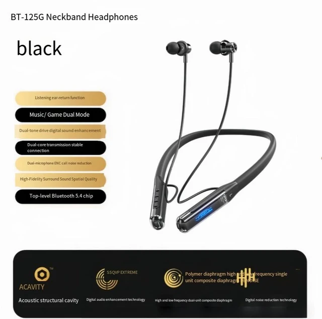 Alt view image 2 of 4 - Neckband Bluetooth Headphones, Bluetooth 5.3 Wireless Neckband Earbuds with LED Power Display, IPX5 Waterproof, Low Latency Gaming Mode, Dual Device Connection, Stereo Deep Bass for Sports Running