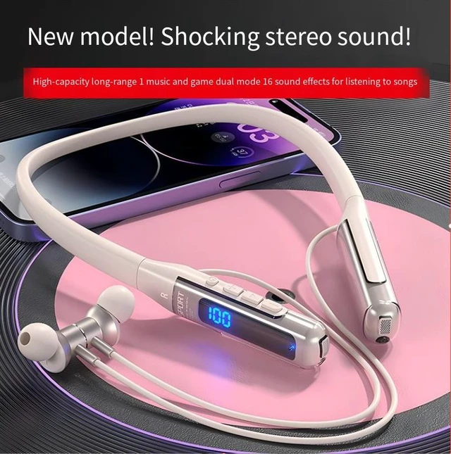 Main image of Neckband Bluetooth Headphones, Bluetooth 5.3 Wireless Neckband Earbuds with LED Power Display, IPX5 Waterproof, Low Latency Gaming Mode, Dual Device Connection, Stereo Deep Bass for Sports Running