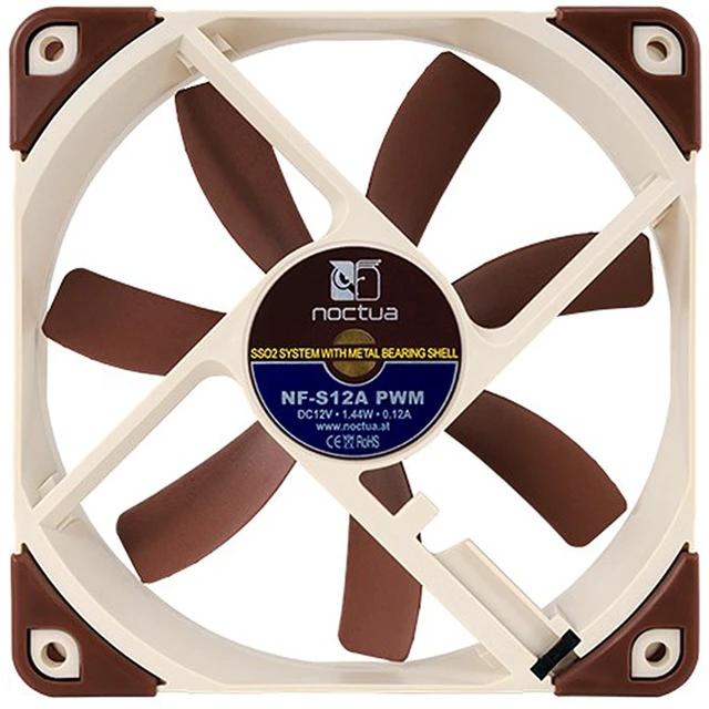 Alt view image 2 of 5 - Noctua NF-S12A PWM 120mm Quiet Fan, 4-Pin PWM, 12025 Computer Case Fan, Premium Cooling Fan for PC, CPU Cooler & Radiator