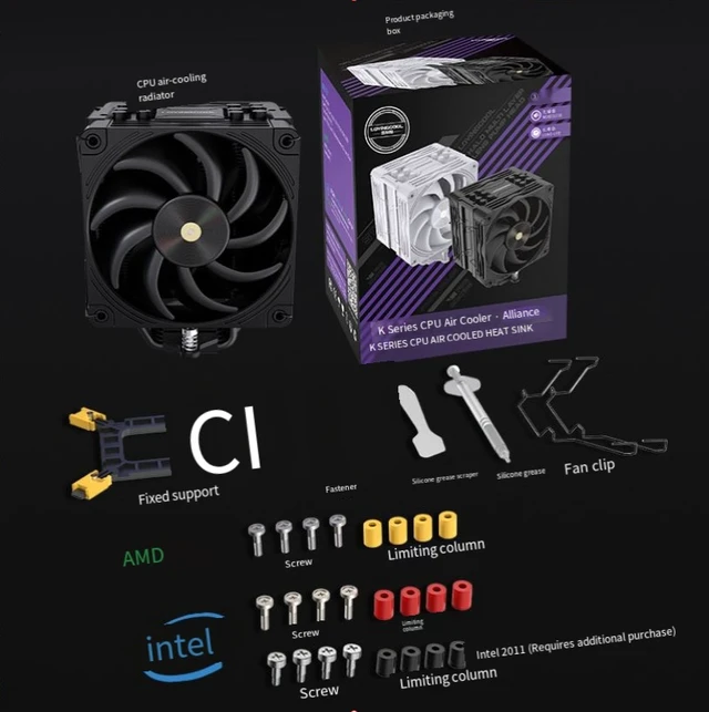 Alt view image 5 of 6 - LOVINGCOOL K600 K6000 CPU Air Cooler, 6 Heat Pipes Tower PC Cooler, 4Pin PWM Quiet Fan, Full Platform CPU Heatsink for Desktop Computer
