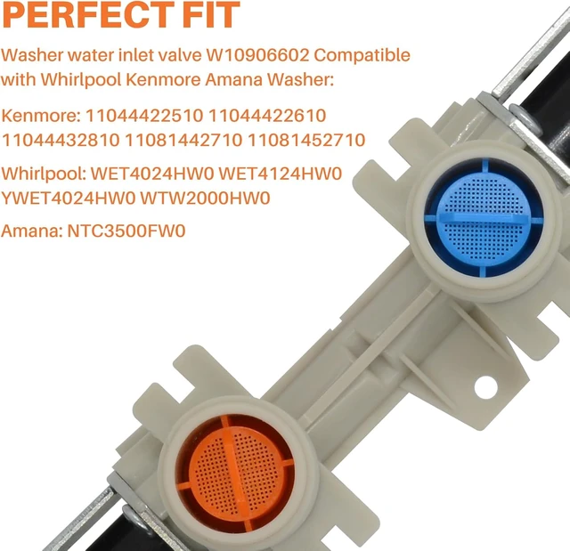 Alt view image 4 of 7 - W10906602 Washer Water Inlet Valve Replacement for Whirlpool Kenmore Amana