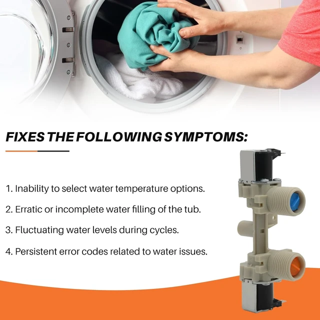 Alt view image 7 of 7 - W10906602 Washer Water Inlet Valve Replacement for Whirlpool Kenmore Amana