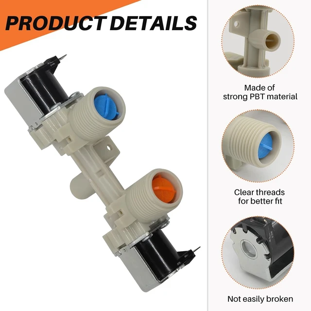 Alt view image 2 of 7 - W10906602 Washer Water Inlet Valve Replacement for Whirlpool Kenmore Amana