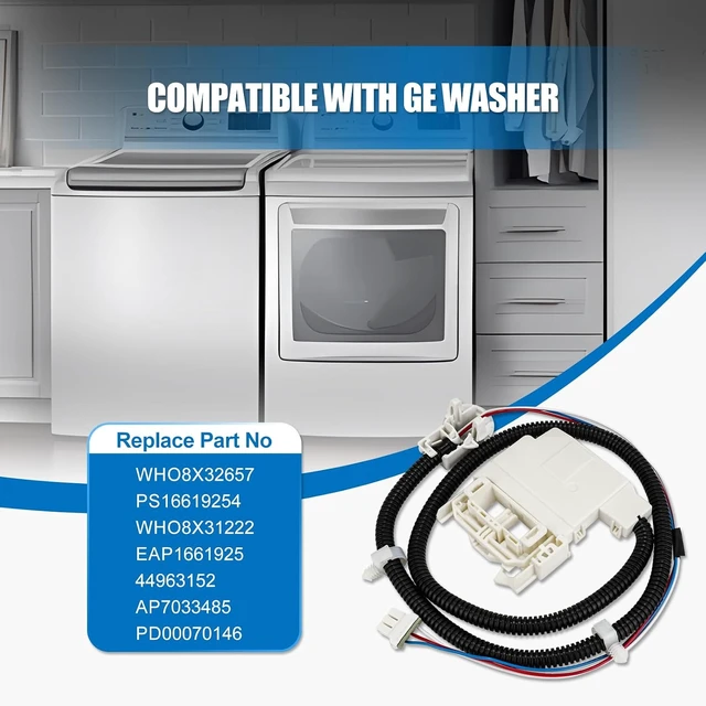 Alt view image 2 of 7 - WH08X32657 Washer Lid Switch with Wire Harness for GE Washing Machines Replacement Parts Compatible with Most Ge Washer Lid Lock Switch Replace