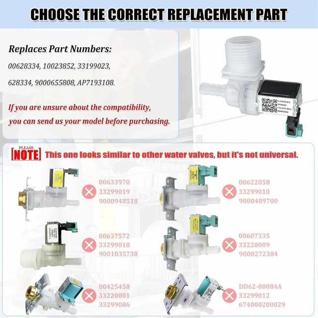 Alt view image 2 of 6 - 00628334 10023852 Dishwasher Water Inlet Valve Compatible with Bosch