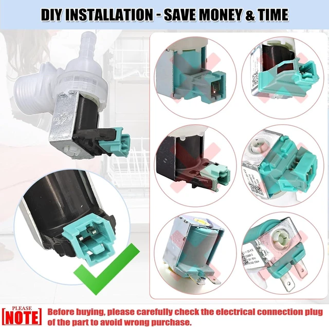 Alt view image 3 of 6 - 00628334 10023852 Dishwasher Water Inlet Valve Compatible with Bosch