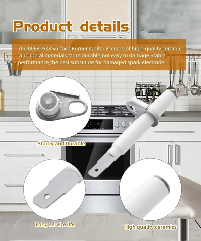Alt view image 4 of 6 - 2 Pcs 00631633 Gas Range Burner Electrode Replacement(White)