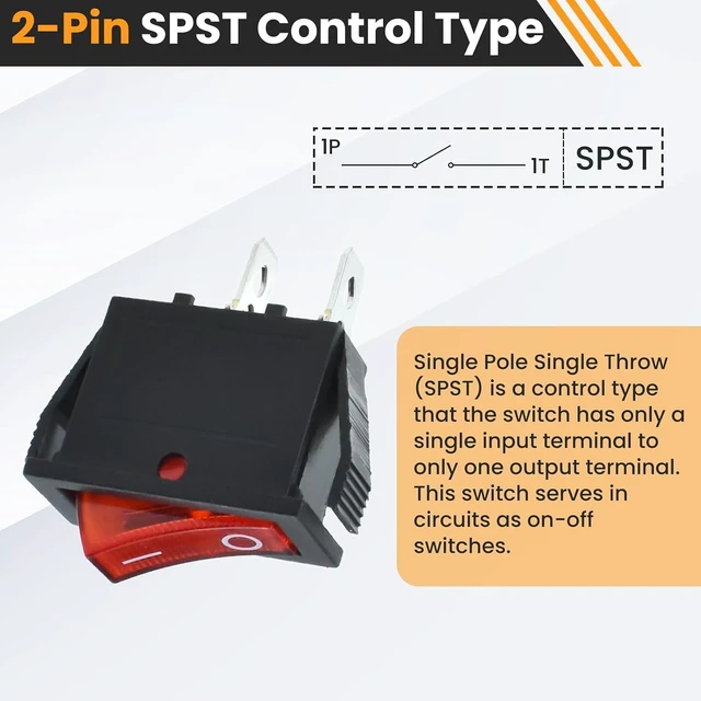 Alt view image 5 of 7 - 2 Pin 2 Position Boat Shaped Rocker Switch,2 Pack