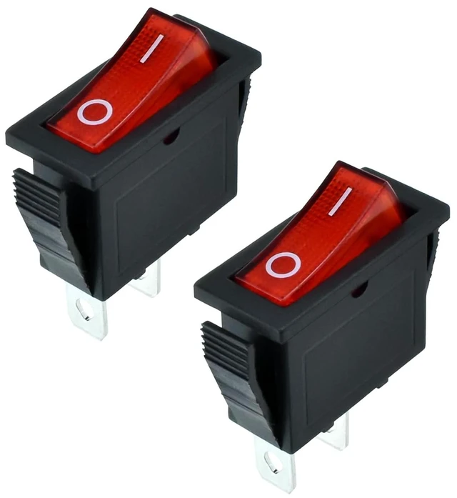Main image of 2 Pin 2 Position Boat Shaped Rocker Switch,2 Pack