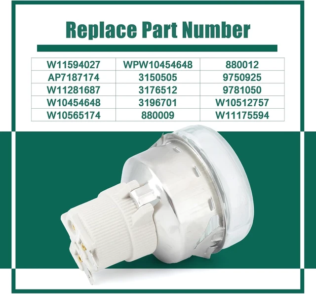 Alt view image 7 of 7 - W11594027 Wall Oven Light Bulb Replacement for Whirlp Gas/Electric Range Replace W11281687 W10454648 W10565174 WPW10454648