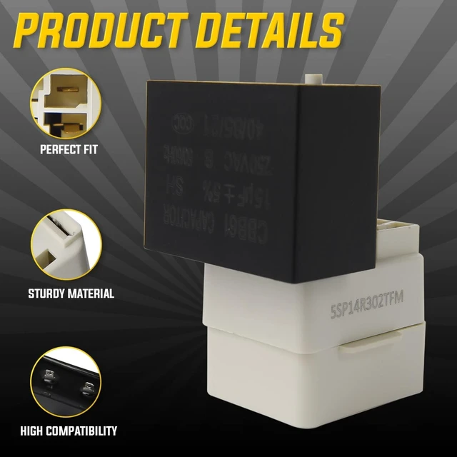 Alt view image 5 of 6 - UPGRADED W10613606 Refrigerator Compressor Start Relay and Capacitor by Seentech - Compatible with Whirlpool, Kenmore, fridges. Replace Part Number: W10416065, PS8746522, 67003186 (2 Pack)