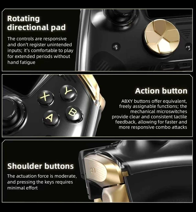 Alt view image 3 of 6 - Voacle RG G01 Interactive Screen Wireless Gaming Controller Compatible with PC/Steam/Linux/Android/Switch/IOS 2.4G Wireless Bluetooth Controller Gamepad Hall Effect Triggers(Black)