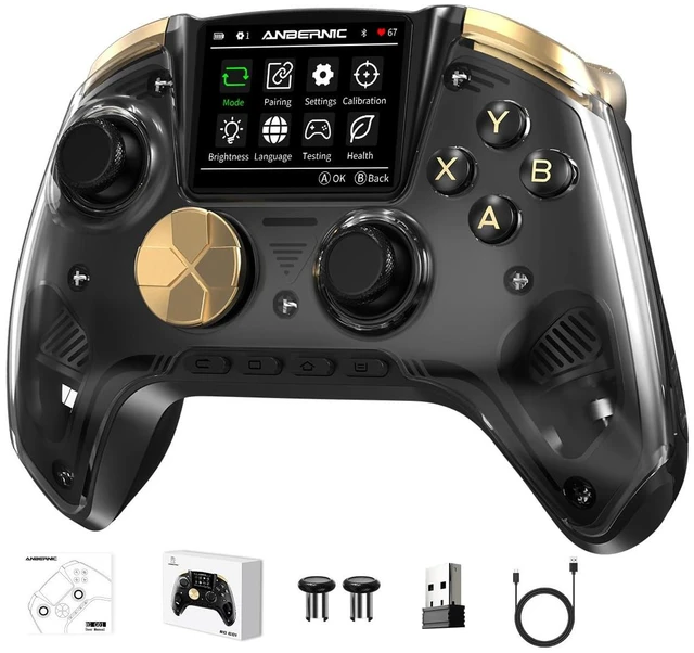 Main image of Voacle RG G01 Interactive Screen Wireless Gaming Controller Compatible with PC/Steam/Linux/Android/Switch/IOS 2.4G Wireless Bluetooth Controller Gamepad Hall Effect Triggers(Black)