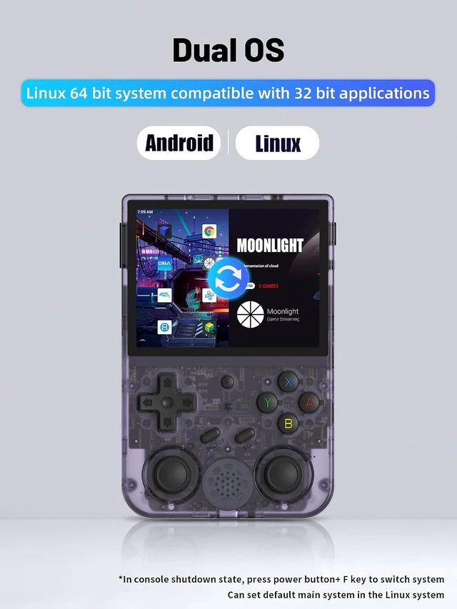 Alt view image 3 of 6 - RG353V Retro Handheld Game Console , Dual OS Android 11 and Linux System Support 5G WiFi 4.2 Bluetooth Moonlight Streaming TV Output 64G SD Card 4452 Games(Transparent Purple)