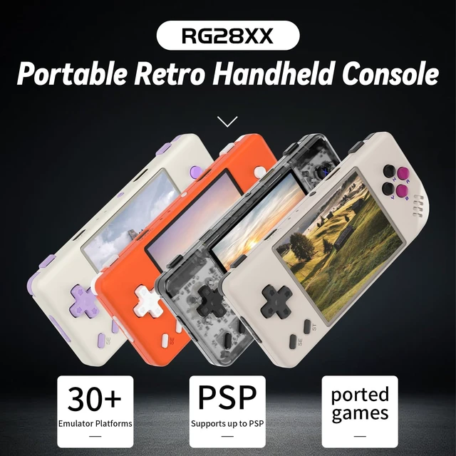 Alt view image 2 of 6 - RG28XX Retro Handheld Game Console, 2.83 Inch IPS Screen Built-in 32G TF Card 5516 Games Support Multimedia Application and TV Output(Gray)