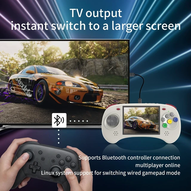 Alt view image 3 of 6 - RG ARC D Retro Handheld Game Console , Dual OS Android 11 and Linux System with 128G SD Card 4541 Games Support 5G WiFi 4.2 Bluetooth Moonlight Streaming and TV Output (Gray)