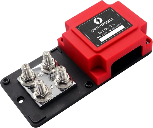 Alt view image 4 of 7 - Heavy Duty 400A 12-48V Tin-Plated Copper Block Bus Bar 8xM10(3/8") Studs Independent Modular Positive Negative Ground Battery Junction Block Buss Bar for Solar System Marine Truck Boat