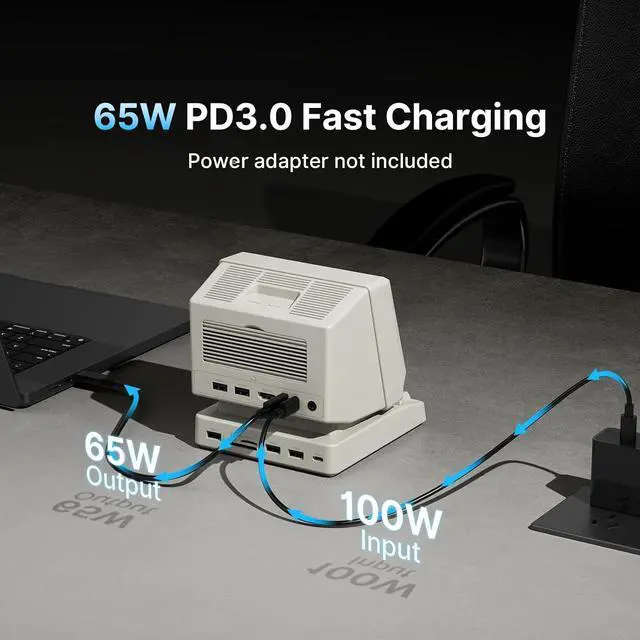 Alt view image 4 of 7 - i5 Retro PC-Style Docking Station, 5" HD Screen, 10Gbps M.2 NVMe SSD Enclosure, 65W Host Charge for Laptop/MacBook, Mechanical Hotkeys, HDMI-in, Micro/SD 4.0,