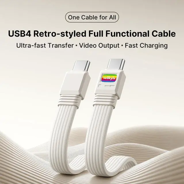 Alt view image 3 of 7 - 80Gbps USB4 Flat Cable, 3.3ft/1m, 240W Charging, 8K@60Hz Video, Compatible with Thunderbolt 5/4/3