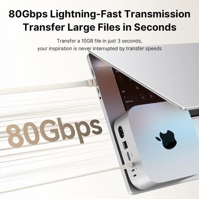 Alt view image 5 of 7 - 80Gbps USB4 Flat Cable, 3.3ft/1m, 240W Charging, 8K@60Hz Video, Compatible with Thunderbolt 5/4/3