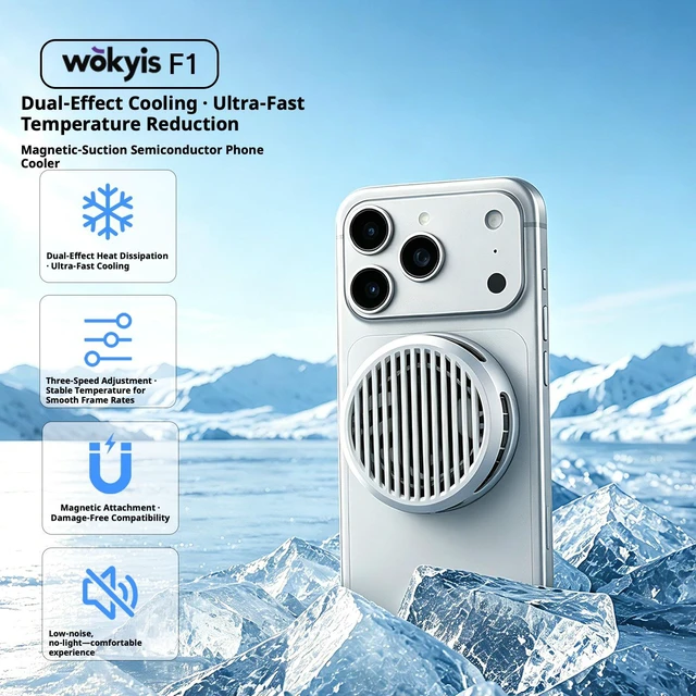 Main image of Wokyis Magnetic Semiconductor Cooler, 3-Speed Silent Fan, No RGB, for Android/iPhone/Handheld Gaming Console