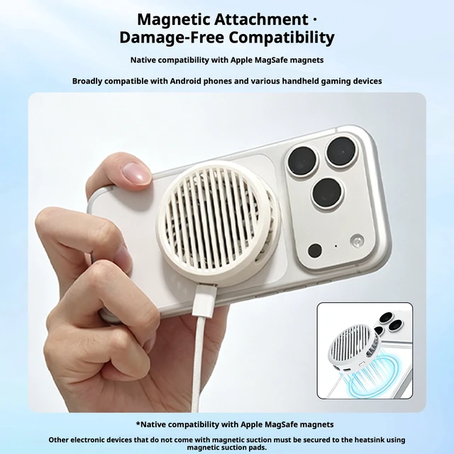 Alt view image 3 of 7 - Wokyis Magnetic Semiconductor Cooler, 3-Speed Silent Fan, No RGB, for Android/iPhone/Handheld Gaming Console