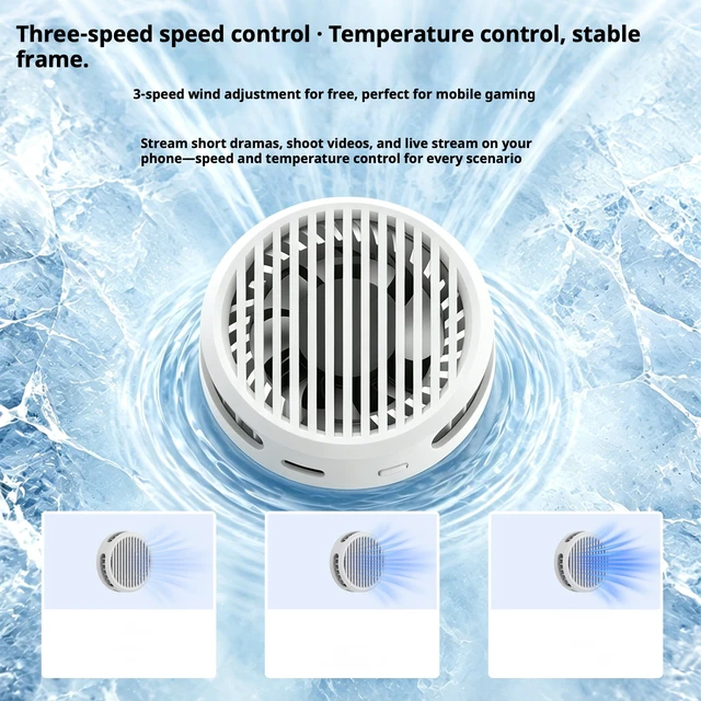 Alt view image 4 of 7 - Wokyis Magnetic Semiconductor Cooler, 3-Speed Silent Fan, No RGB, for Android/iPhone/Handheld Gaming Console