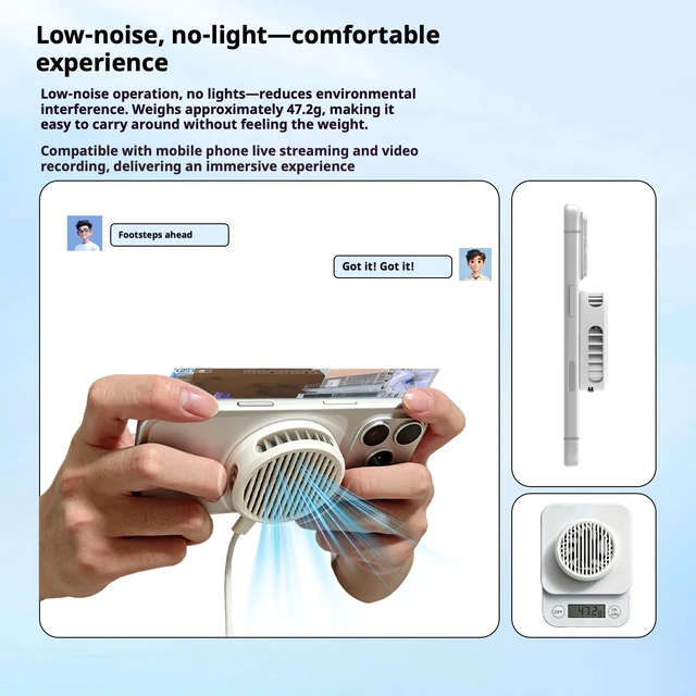 Alt view image 5 of 7 - Wokyis Magnetic Semiconductor Cooler, 3-Speed Silent Fan, No RGB, for Android/iPhone/Handheld Gaming Console