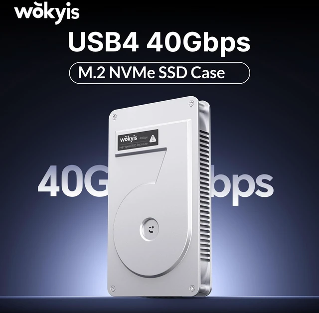 Main image of Wokyis MU4 USB4 NVMe SSD Enclosure, 40Gbps, Thunderbolt 4/3 Compatible, M.2 2280/2260/2242/2230, Up to 8TB, Aluminum Alloy Heat Dissipation