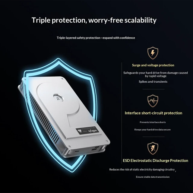 Alt view image 6 of 7 - Wokyis MU4 USB4 NVMe SSD Enclosure, 40Gbps, Thunderbolt 4/3 Compatible, M.2 2280/2260/2242/2230, Up to 8TB, Aluminum Alloy Heat Dissipation