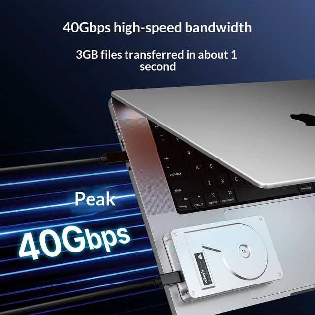 Alt view image 2 of 7 - Wokyis MU4 USB4 NVMe SSD Enclosure, 40Gbps, Thunderbolt 4/3 Compatible, M.2 2280/2260/2242/2230, Up to 8TB, Aluminum Alloy Heat Dissipation