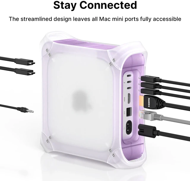 Alt view image 3 of 7 - Wokyis G3S Vertical Stand for Mac mini M4/M4 Pro/M5 Pro/M6, Power Button Pass-Through, Cable Storage, Scratch Protection, Multiple Colors Purple