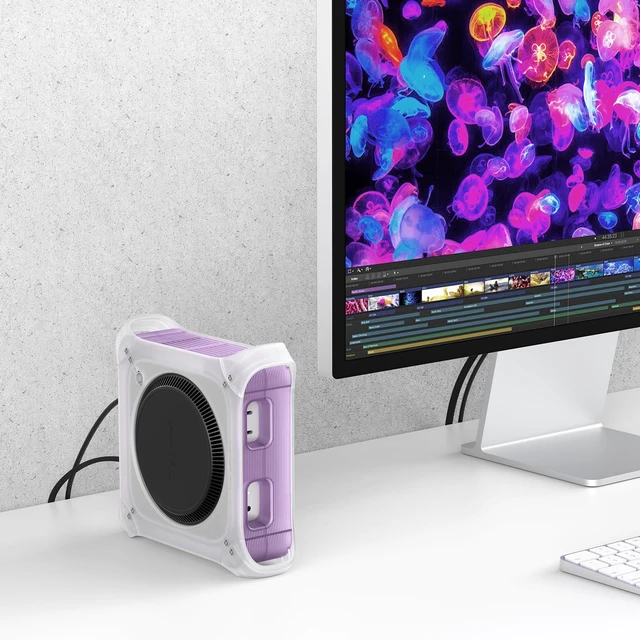 Alt view image 7 of 7 - Wokyis G3S Vertical Stand for Mac mini M4/M4 Pro/M5 Pro/M6, Power Button Pass-Through, Cable Storage, Scratch Protection, Multiple Colors Purple