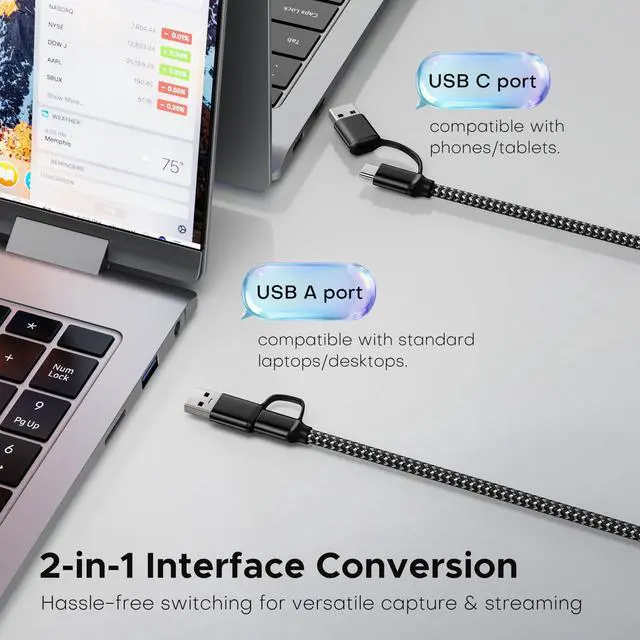 Alt view image 4 of 6 - Video Capture Card, HDMI to USB 3.0 Capture Card for Streaming, 1080P 60FPS HDMI Capture Card with Type-C/A, Compatible for Switch2, PS5/4, Quest3, Camera, OBS, Xbox