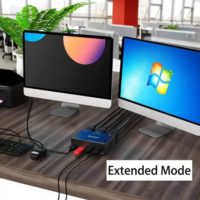 Alt view image 5 of 7 - Dual Monitor KVM Switch HDMI 2 Port 4K@60Hz,USB HDMI Extended Display Switcher for 2 Computers Share 2 Monitors and 4 USB 2.0 Hub,Desktop Controller and USB HDMI Cables Included