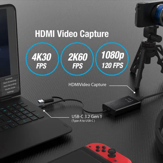 Alt view image 2 of 7 - 4K HDMI Video Capture Card, DSLR Cam Link, Game Capture Adapter for Game Live, Broadcasting, Streaming, Video Conference | Support 4K30, 2K60, 1080p120 (JVA11)