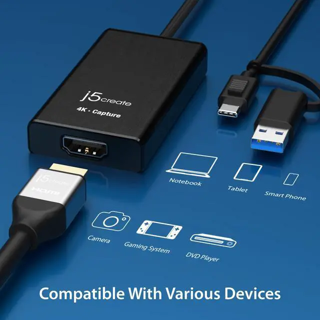 Alt view image 5 of 7 - 4K HDMI Video Capture Card, DSLR Cam Link, Game Capture Adapter for Game Live, Broadcasting, Streaming, Video Conference | Support 4K30, 2K60, 1080p120 (JVA11)