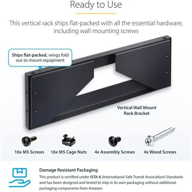Alt view image 5 of 7 - 4U Vertical Wall-Mount Bracket for 19inch Rack Mountable Equipment, 121lb/55kg Capacity, for Patch Panels/Servers