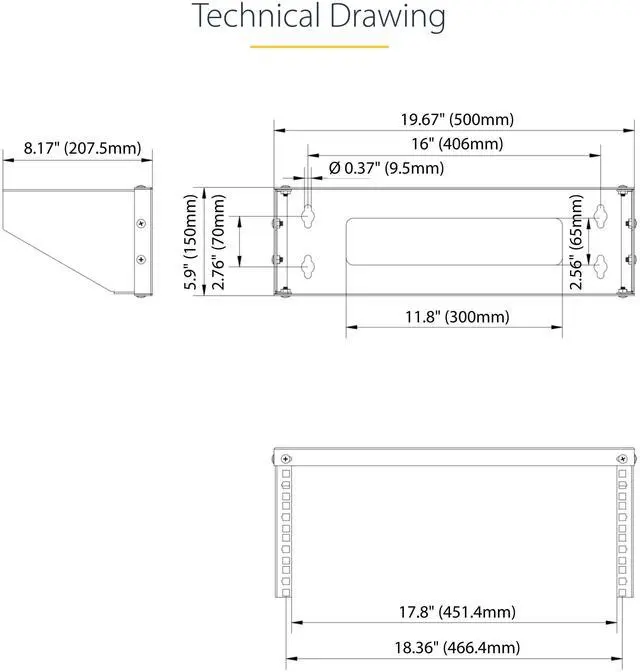 Alt view image 7 of 7 - 4U Vertical Wall-Mount Bracket for 19inch Rack Mountable Equipment, 121lb/55kg Capacity, for Patch Panels/Servers