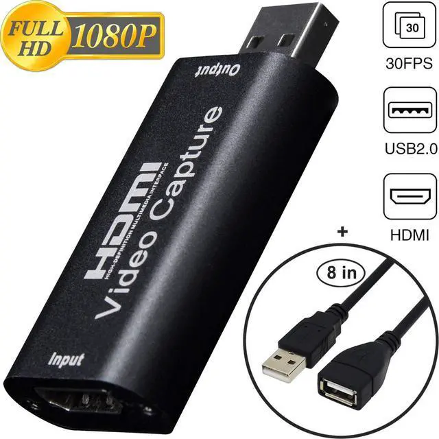 Alt view image 2 of 6 - HDMI to USB Video Capture Card 1080P for Live Video Streaming Record via DSLR Camcorder Action Cam (Black)