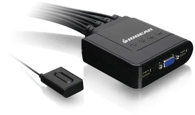 Main image of 4-Port USB KVM Switch with Cables and Remote GCS24U, Black