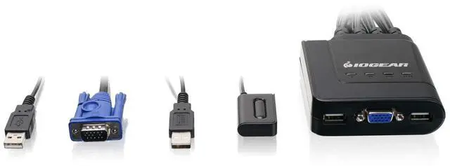 Alt view image 2 of 2 - 4-Port USB KVM Switch with Cables and Remote GCS24U, Black
