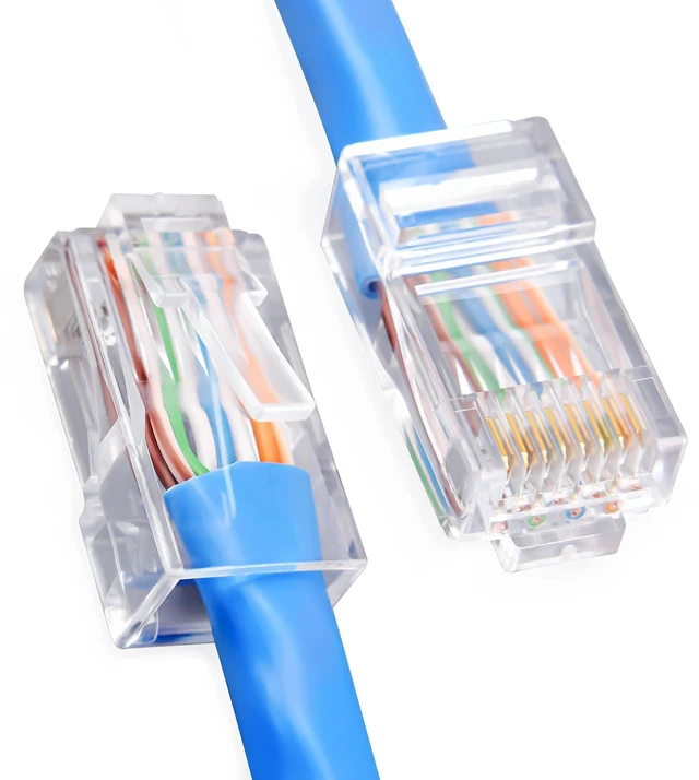 Alt view image 4 of 6 - Cat6 RJ45 Connectors,100-PACK Cat 6 Ends/Cat6 Connector/Cat 6 RJ45 Modular Plugs(3-Prong Gold Plated 3),UTP Network Plug for Solid Strand Cable