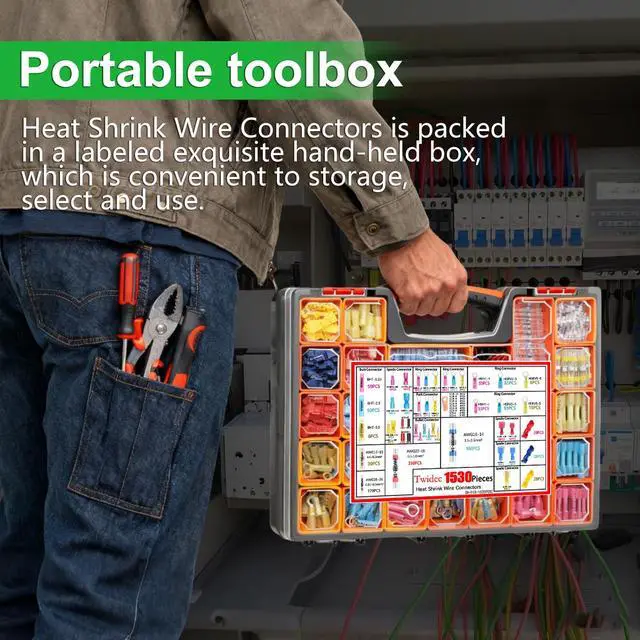 Alt view image 3 of 7 - 1530PCS Ultimate Heat Shrink Wire Connectors Kit,Waterproof Electrical Spade Connector Kit,Copper Cable Wire Lug Insulated Crimp Spade Fork Ring Terminal T-Tap Butt Splice Male Female Connector