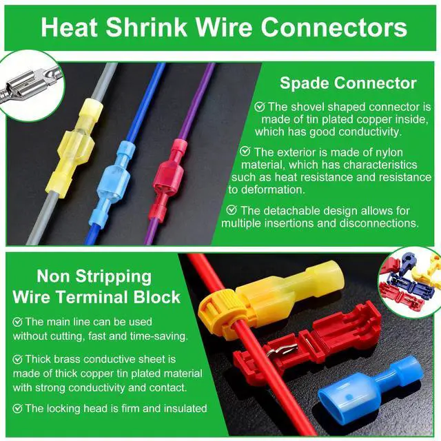 Alt view image 6 of 7 - 1530PCS Ultimate Heat Shrink Wire Connectors Kit,Waterproof Electrical Spade Connector Kit,Copper Cable Wire Lug Insulated Crimp Spade Fork Ring Terminal T-Tap Butt Splice Male Female Connector