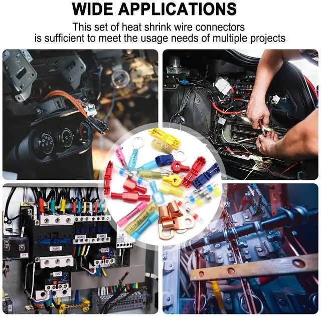 Alt view image 7 of 7 - 1530PCS Ultimate Heat Shrink Wire Connectors Kit,Waterproof Electrical Spade Connector Kit,Copper Cable Wire Lug Insulated Crimp Spade Fork Ring Terminal T-Tap Butt Splice Male Female Connector
